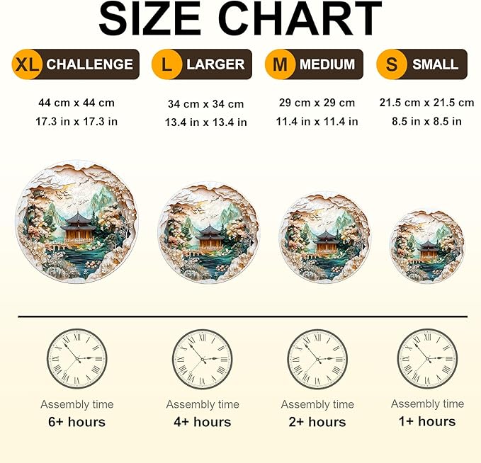 KAAYEE Wooden Puzzles for Adults, Chinese Landscape Painting Wooden Jigsaw Puzzle, 450 PCS Unique Shape Wood Puzzle Adult, 3D Visual Effect Flat Puzzle Birthday Family Games (XL-17.3 * 17.3in)