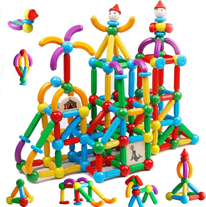 TOKBLOK Magnetic Building Blocks for Boys and Girls, 132Pcs Creative Magnetic Sticks and Balls STEM Construction Toys for Kids Toddlers Early Development Educational Learning