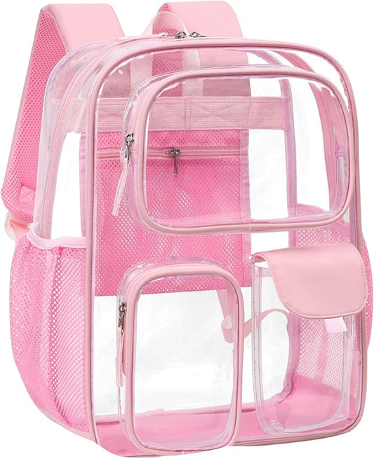 PACKISM Clear Backpack for School - 17 inch Large Heavy Duty Clear Bookbag, See Through PVC Backpacks (for age 12 above)