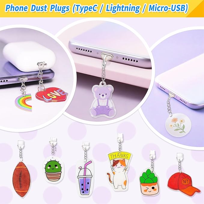 MOIKKA-GC 142PCS Shrink Plastic Sheets Kit – 16PCS 7.9"x5.7" Shrinky Paper for Phone Charms, Mini Crafts, with Hole Punch, Jump Rings, Keychains & Dust Plug, DIY Craft Supplies for Kids Teens & Adults