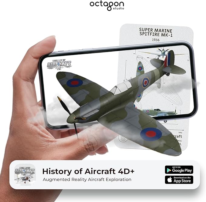 4D+ Augmented Reality Flashcards for Kids – Educational STEM Cards with Free App – Interactive Learning for Ages 4+ (Aircraft 4D+)