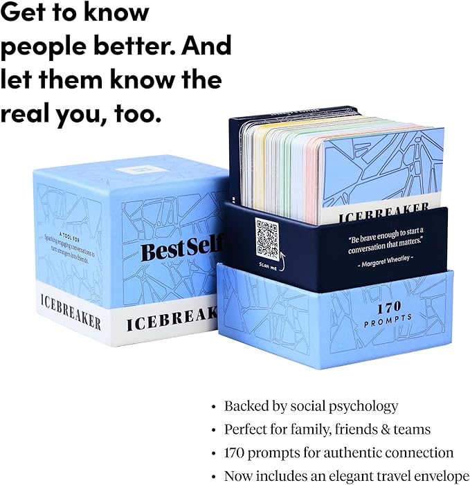 BestSelf Icebreaker Card Deck β 170 Conversation Starters to Spark Meaningful Connections | Ice Breaker Game for Adults, Friends & Couples | Date Night, Team Building & Family Card Game