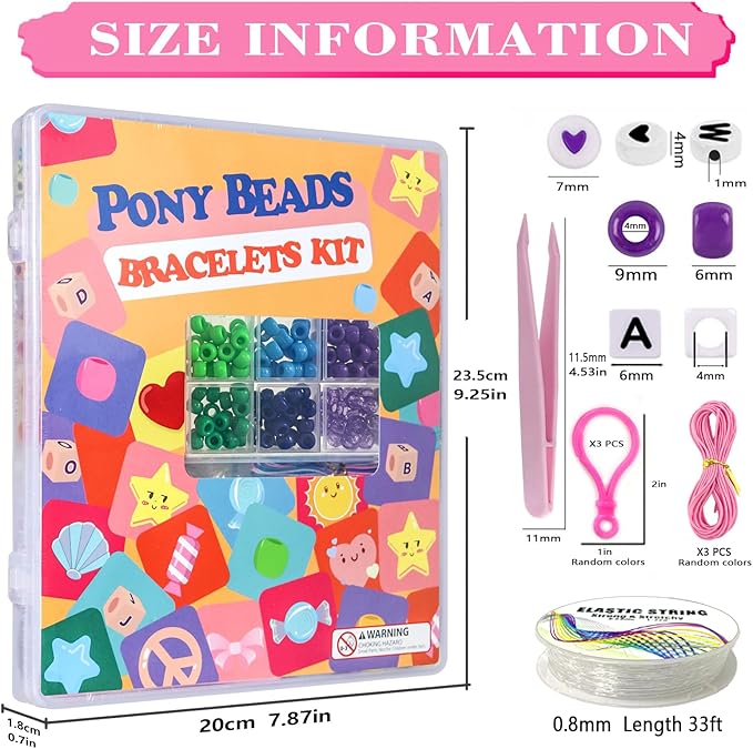 LIS HEGENSA Pony Beads Bulk,Kandi Beads for Necklace Jewelry Making Hair Braiding,Bracelets Making Kits,Hair Bead,Bracelet Beads,Plastic Beads for Crafts Braids Girls(24 Color,1000PCS)