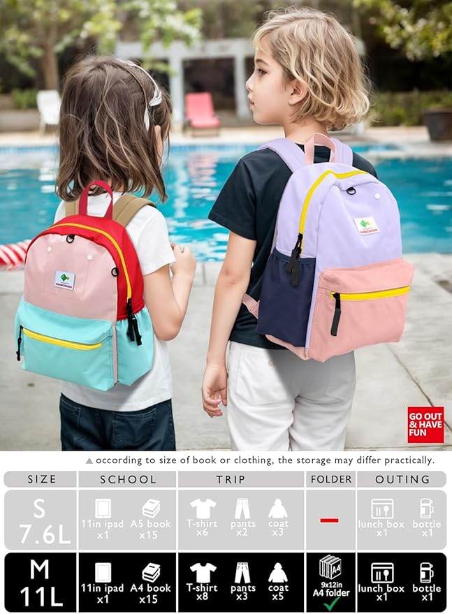 Kids Backpacks For Girls & Boys, Kindergarten & Elementary School Bookbag, For School & Travel, Small Child Toddler Backpack, 13" H, For Kids 3-5 Medium