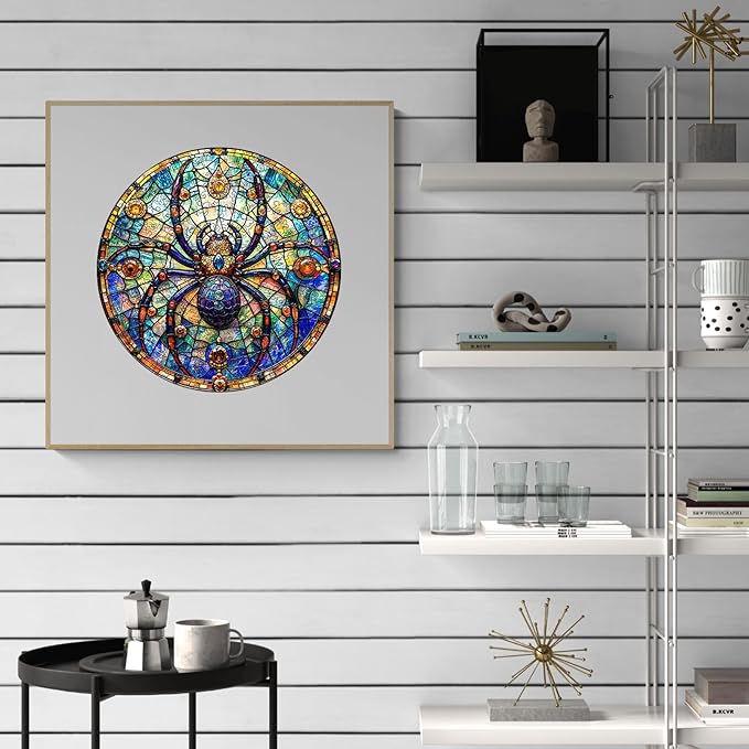 Wooden Puzzles for Adults, Wooden Jigsaw Puzzles for Adults Kids, Gem Spider Shadow Unique Shaped Wood Puzzles Adult, Creative Birthday Gifts for Friends Family Game(11.4 * 11.4in 200pcs)