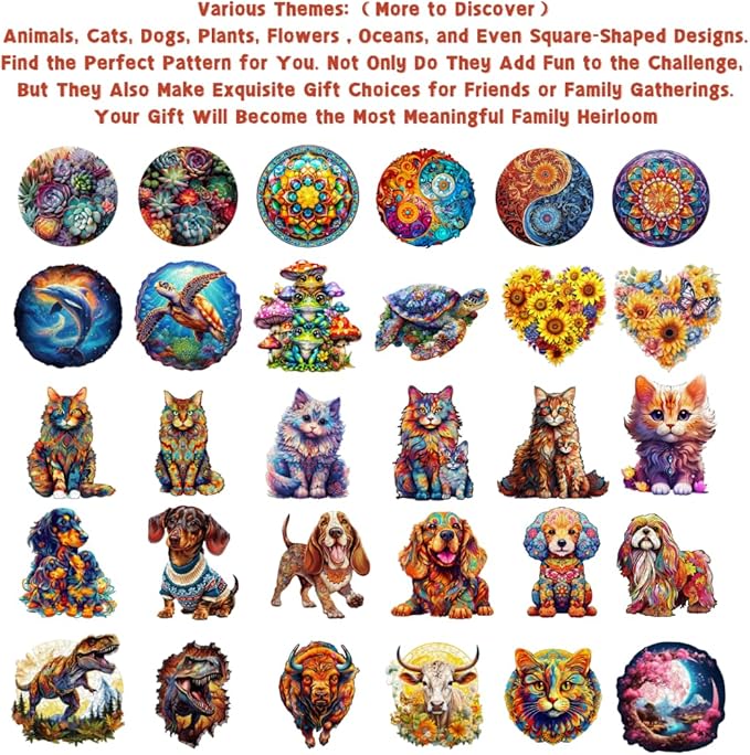 Wooden Puzzles for Adults, 260 Pieces Wooden Jigsaw Puzzle, Perfect for Family Game Nights, Unique Shape Best Gift 13.3 * 12.8in, Large