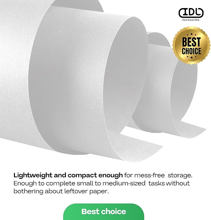 12" x 1200" (100 ft) White Kraft Paper Roll, Pack of 2 - USA-Made Quality Craft Paper for Gift Wrapping, Kids' Arts & Crafts, School Projects - 100% Recycled, 50 lb Natural Material by IDL Packaging