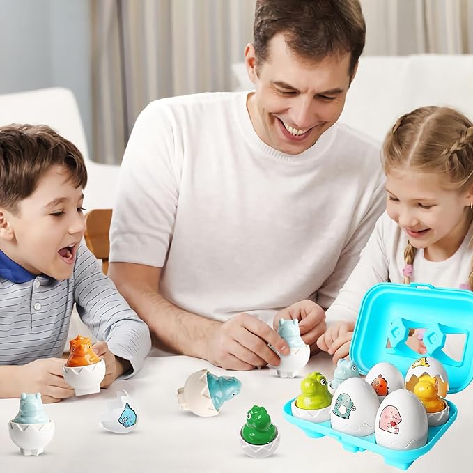 Hide & Squeak Dinosaur Eggs, Tinabless Montessori Sorting & Matching Learning Toys for Toddlers Kids Boys Girls, Easter Basket Stuffers Gifts Party Favors