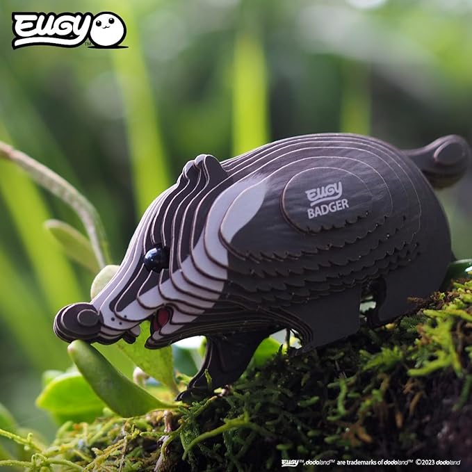 Eugy Badger 3D Puzzle, 35 Piece Eco-Friendly Educational Learning Puzzles for Kids 6+