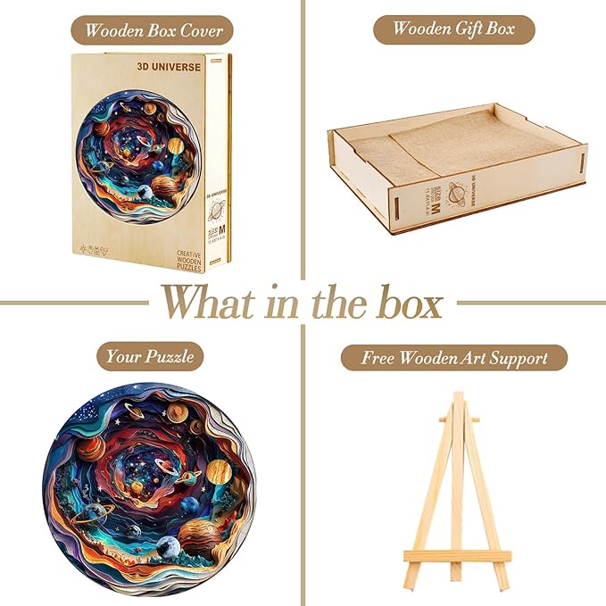 Wooden Puzzle for Adults-Wooden Puzzle Unique Shape Advanced 3D Universe Wooden Jigsaw Puzzle for Adults and Kids,Best Gift,Wood Puzzles,Challenge Wooden Jigsaw Puzzle (L-13.4 * 13.4in-300pcs)