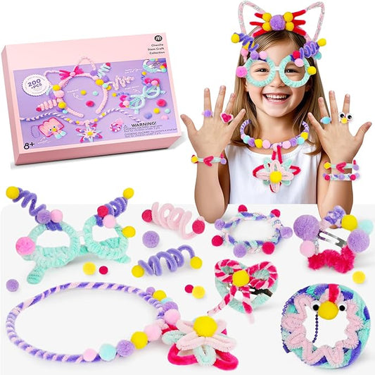 ROOCHKD Arts and Crafts Jewelry Making Kit, Multi-Colored Chenille Stems, Art Supplies DIY Pipe Cleaners Crafts Projects and Decorations Class Activity for Kids Birthday Exchange Gifts Party Favors