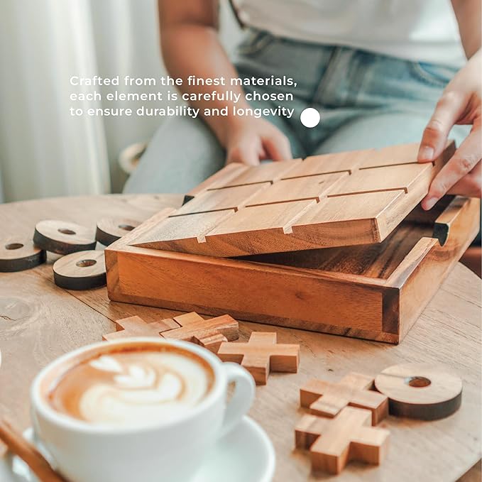 BSIRI Extra Large Tic Tac Toe Board Games - Ideal for Kids Games, Family Games and Game Night for Adults, Farmhouse Decor for Coffee Table Decor, Unique Gifts for All Occasion (8.6 Inch)