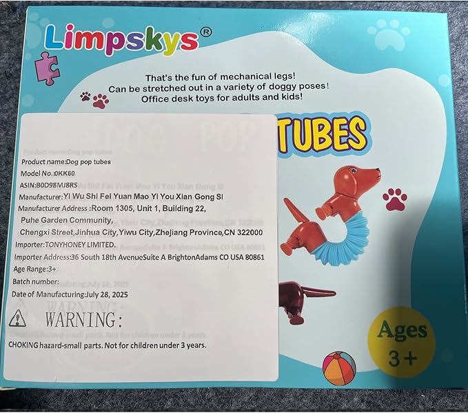 Dog pop Tubes fidgets, Stocking Stuffers for Kids, Sensory Toys for Kids 5-7, fidgets for Toddlers, Toddler Stocking Stuffers, Easter Egg fillers,Easter Basket(24 Pcs Dog)