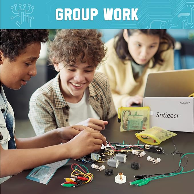 Sntieecr 3 Pack 42 PCS Electric Circuit Motor Kit with Organize Bags, Educational Montessori Learning Electric Circuit Kit Sets for Kids DIY STEM Science Project