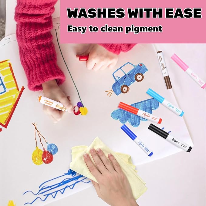 Washable Markers Bulk, Bulk Pack of 300 in 12 Vibrant Colors, Broad Line Markers with Conical Tips- Perfect for Kids' Classrooms & Teachers