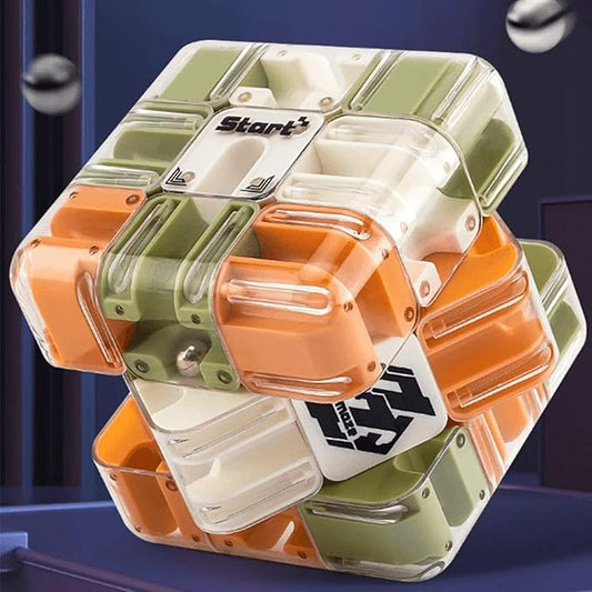 2026 New Upgrade Speed Cube 3x3 Large Labyrinth 3D Puzzle Maze Cube, Magnetic Fidget Cubes Toys for Adults, Spatial Awareness Brain Trainin for Stress Relief & Logic Development (Greenish-Yellow)