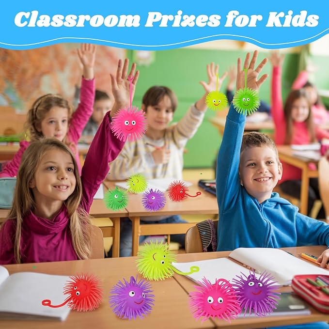 24 PCS LED Puffer Balls Light Up Party Favors for Kids 4-8 8-12 Bulk Sensory Bouncy Ball Goodie Bags Stuffers Prizes Kids Pinata Fillers Glow in The Dark Party Supplies Toddler Fidget Toy Stress Balls