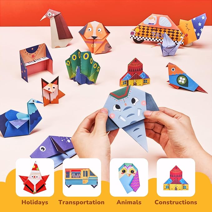 Joycat Origami Paper Kit For Kids,180 Sheet 5.5x5.5"Colorful Paper,73 Unique Pattern with Instruction Book,Art&Crafts Activitiy Supply set for Ages 5-12,Ideal DIY Project,Educational Toy,Gift For Kids
