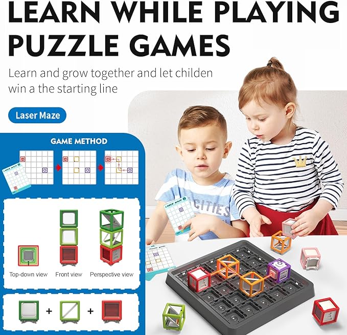 [2025 New Reasoning Maze, Ultimate STEM Toys for Boys Age 8-12, Logic Game with 60+ Challenges, Toy for 8 9 10 11 12 13 14 Year Old Kid & Adult Birthday Gift - 25 Pcs Cubes