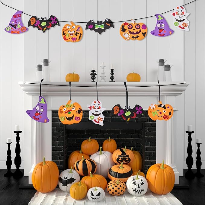 448 PCS Halloween Crafts - Foam Stickers Pumpkins, Ghosts, Bats & Witches Hat Decorations DIY Craft Kit for Party Favors & Activities