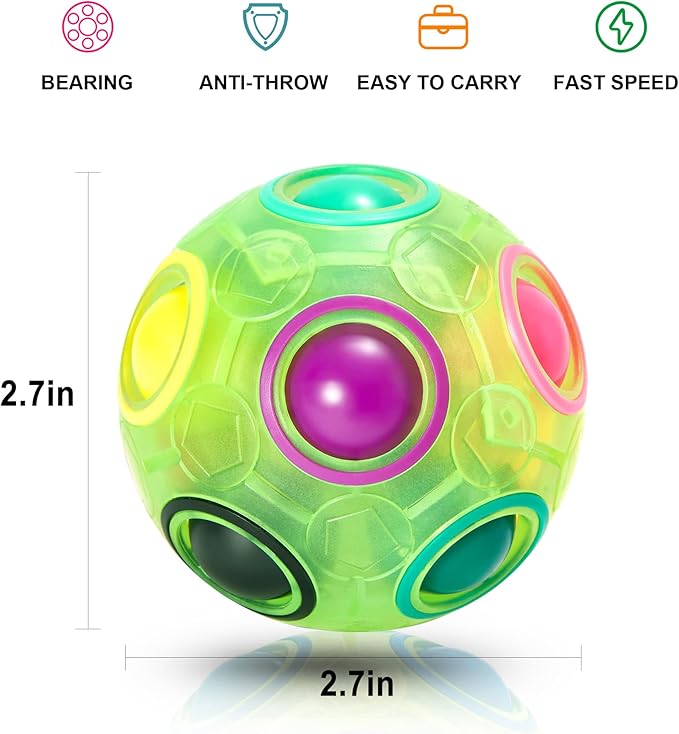 Vdealen Magic Rainbow Puzzle Ball, Fidget Ball Puzzle Brain Teaser Fidget Toy- Birthday Party Easter Valentines Day Christmas Stocking Stuffers for Kids Teen & Adults(Pink&Blue&Green)