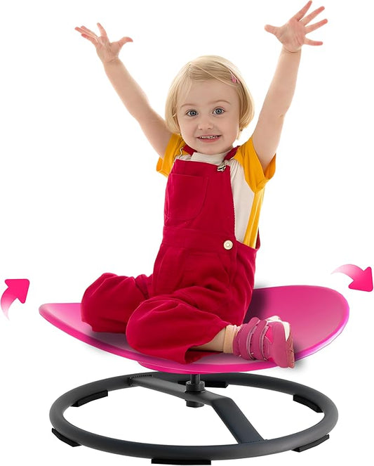 Spinning Chair for Autistic Kids, Autism Sensory Spinny Swivel Wobble Chair for ADHD Children, Sit and Spin Toys for Toddlers with Body Coordination (Pink)