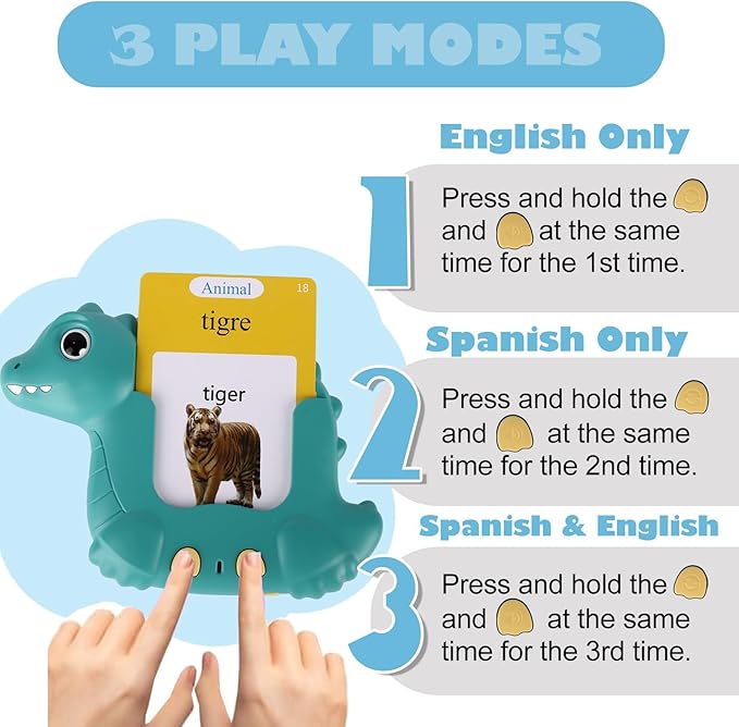 Spanish and English Talking Flash Cards 224 Sight Words Learn Spanish for Kids,Audible Educational Interactive Autism Sensory Toys,Learning Montessori Tool Español/English Speech for Girls Boys Gifts