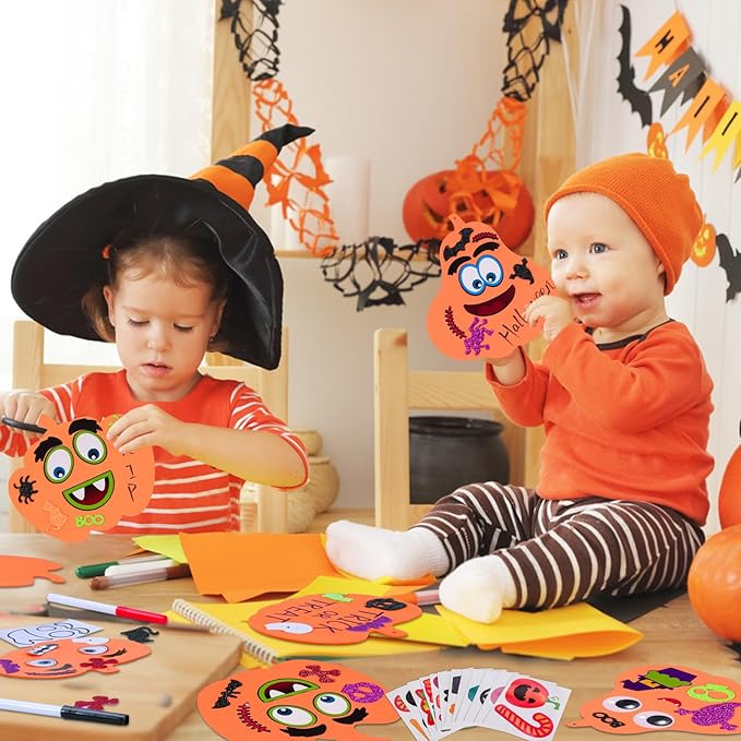 Max Fun 332PCS Halloween Crafts for Kids, Halloween Activities Foam Pumpkins for Crafts Stickers Gift Kits, DIY Art and Craft Set for Holiday Classroom Decorations Party Favors Supplies