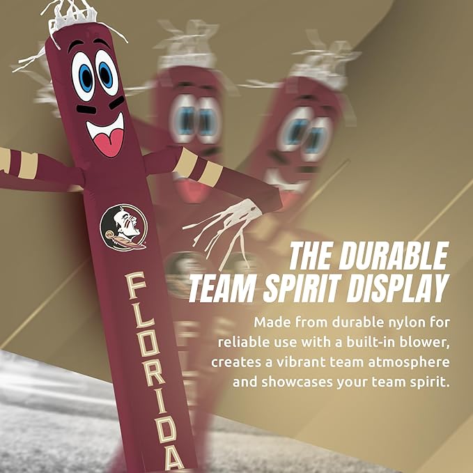 NCAA Florida State Seminoles Football Wacky Waving Inflatable Tube Guy with LED Lights & Built-in Blower - 6" x 36" x 96" Inflatable Tube Man Crazy Sports Fan Outdoor Party Decoration