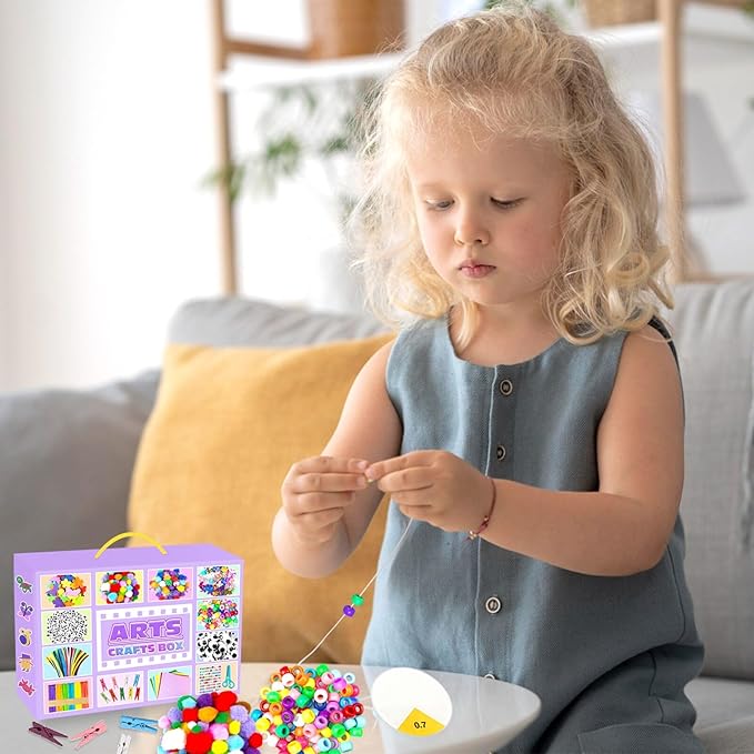 Arts and Crafts Supplies for Kids - 2000Pc Craft Kit with Pipe Cleaners DIY Craft Kit for Kids Art School Supply Materials Set All in Crafting Box Toys Gifts for Girls Boys Age 4 5 6 7 8 9 10 11 & 12