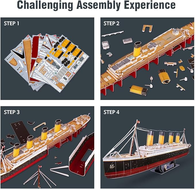 CubicFun 3D Puzzles for Adults - LED Titanic 35'' Large Ship - New Home Desk Decor - House Warming, Wedding, Anniversary, Valentines Day Teacher Gifts for Him Her Stocking Stuffers for Adults