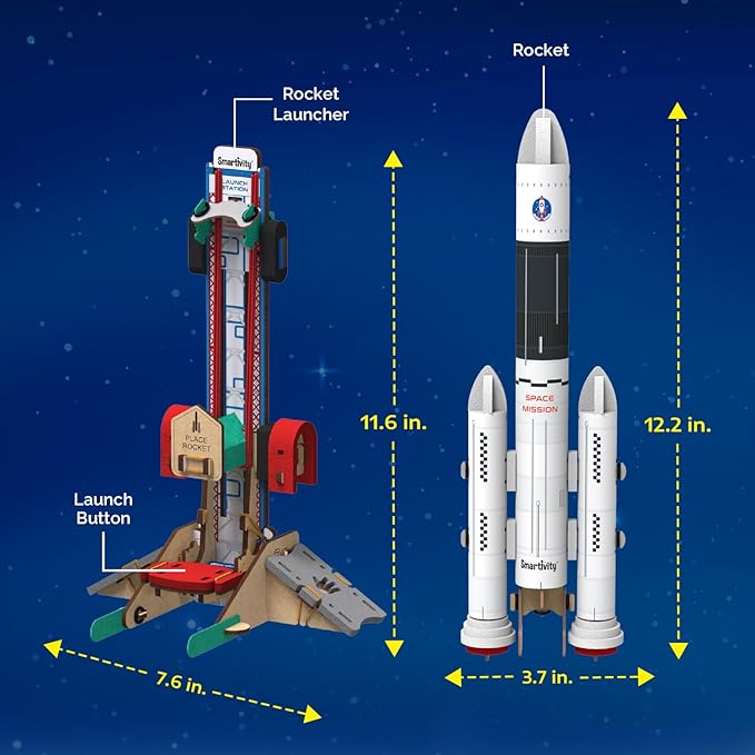 Smartivity Rocket Launcher Kit for Kids 6, 7, 8, 9, 10, 11, 12 Years Old | Build Your Own Rocket and Launcher | Birthday Gifts for Boys & Girls | DIY STEM Science Toy for Kids 6-12 Years