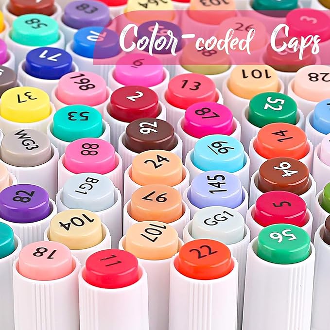 Taotree Alcohol Markers 101 Colors Dual Tips Art Markers Sketch Pens Set, Art Supplies Kit, Drawing Pens Set for Adult Coloring Books Painting, Sketching, Gifts for Teens Girls Boys Kids Artists
