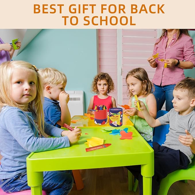 Lebze Toddler Crayons, 24 Colors Non Toxic Crayons for Kids Ages 3+, Easy to Hold Jumbo Crayon for Kids, Safe for Babies and Children Flower Monaco