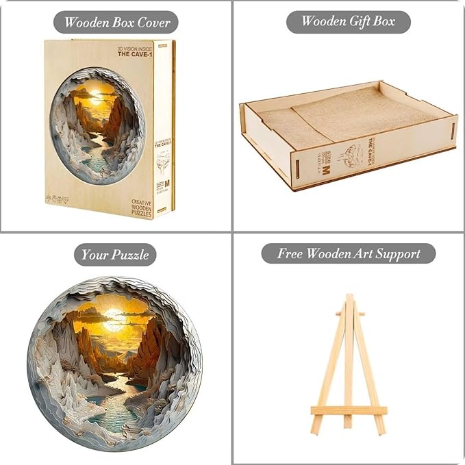 Wooden Puzzles for Adults, 3D Vision Inside Wooden Puzzles 500 Pieces, Unique Animal Shaped Wood Challenging Jigsaw Puzzles Gifts for Adults, 13.4x13.3in