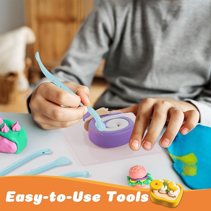 Air Dry Modeling Clay for Kids - Baking Artisan, 12 Boxes Clay Kit with 4 Tools & Tutorials, Soft DIY Craft Kit for Art Projects, Creative Gift for Boys & Girls Ages 3+