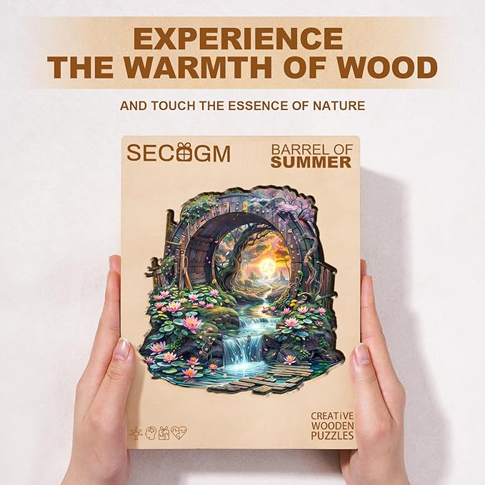 Wooden Puzzles for Adults - 200 Pieces Wooden Puzzle Barrel of Summer - Unique Animal Shape Wood Cut Puzzles - Eco-Friendly Home Office Decor (M-11.4 * 11.3in)