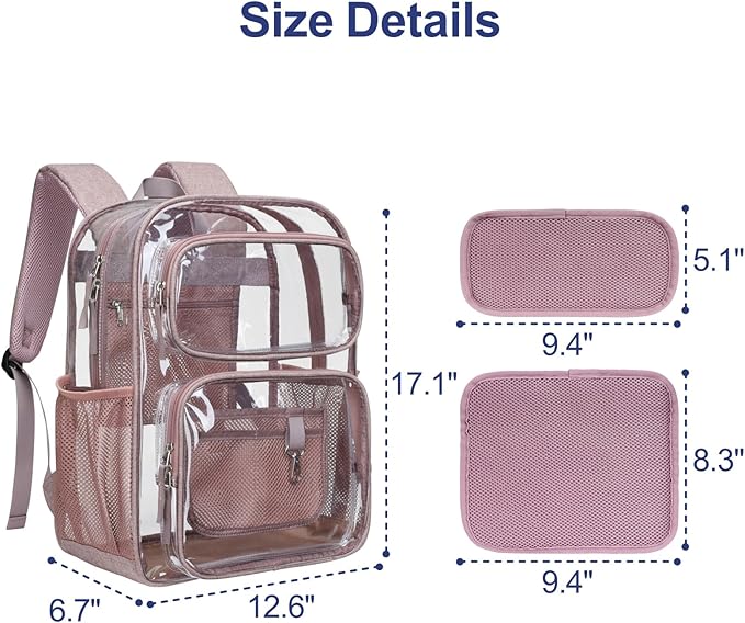 PACKISM Clear Backpack for School - 17 inch Large Heavy Duty Clear Bookbag, See Through PVC Backpacks (for age 12 above)