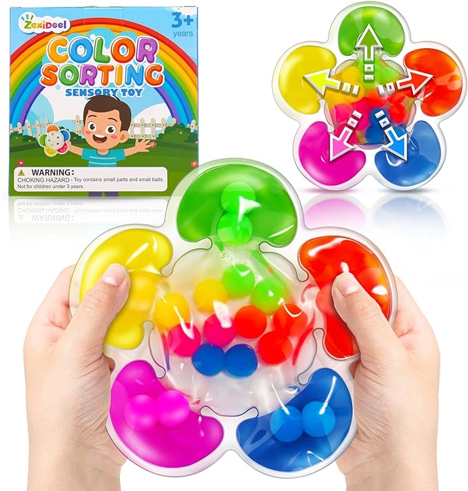 Color Sorting Toys Sensory Toys, Fine Motor Skills Game for Toddlers, Color Matching Toy Preschool Learning Activities Educational Calm Down Montessori Toy for Kids Boys Girls Ages 1 2 3 As Gifts