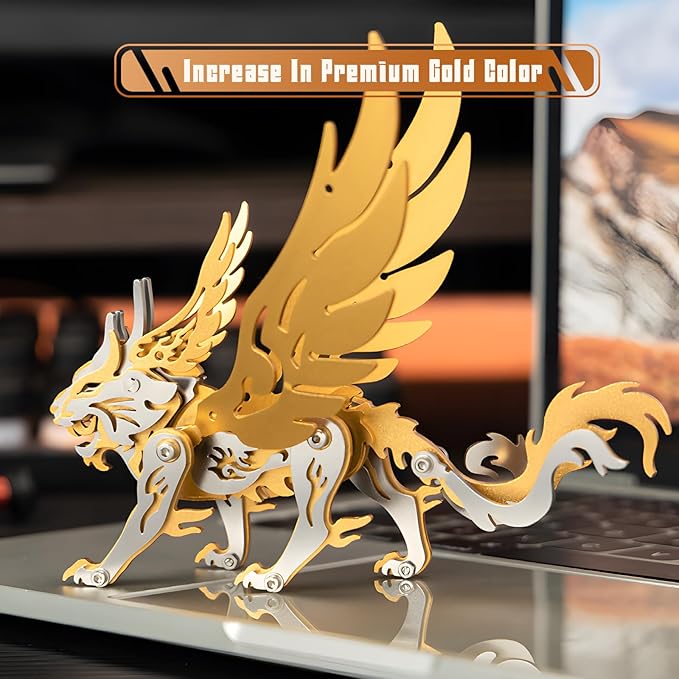 3D Metal Puzzles,3D Metal Puzzle for Adults,Mechanical Model Kit Tian Meng Gold,Steel 3D Puzzles Stainless Steel Ornaments for Adults Home Decor Art Craft Gifts Toys.