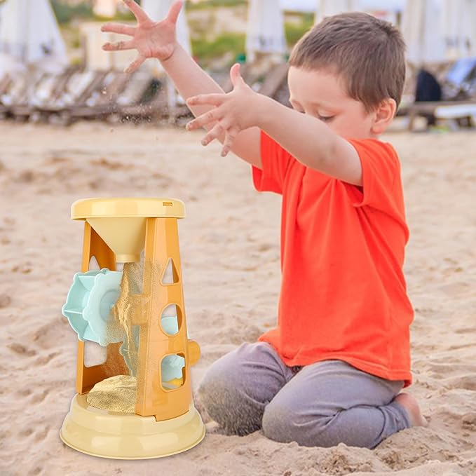LBAIBB Sand Toys,Beach Toys for Kids,Sandbox Toy, Sand Wheel & Water Wheel Toys,Includes Bucket Shovel and Sand Rake for Beach,Water Guns Toys,Mesh Beach Toy Bag,Sand Toy for Kids Ages 3-13