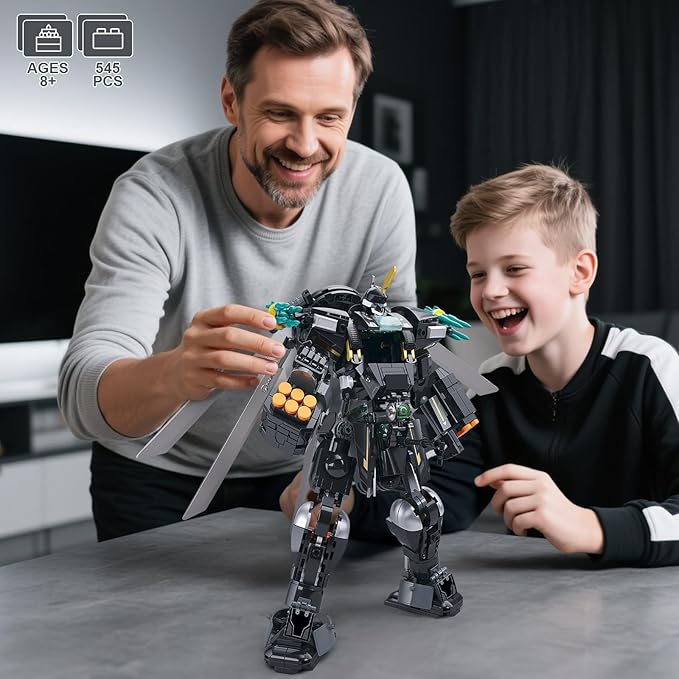 HIGH GODO Armed Mech Robot Transforming Building Blocks Set for Adults,City Warrior Justice Hero Soldier Mech Model Building Kit, Cool Creative Robots Toys Gift for Teens Boys, 545 Pieces