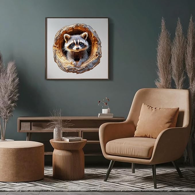 Wooden Jigsaw Puzzles, Tree Hole Raccoon Wooden Puzzles for Adults with Unique Shape, Adult Jigsaw Puzzle, Birthday Gifts for Adults, 8.5"x8.2" - 100pcs