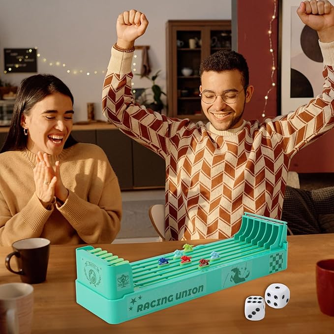 Derby Horse Racing Game, 6 Horse Race Board Game Table Top for Family Friends Adults Party Entertainment, Including Dice, Marker Pens, Cards