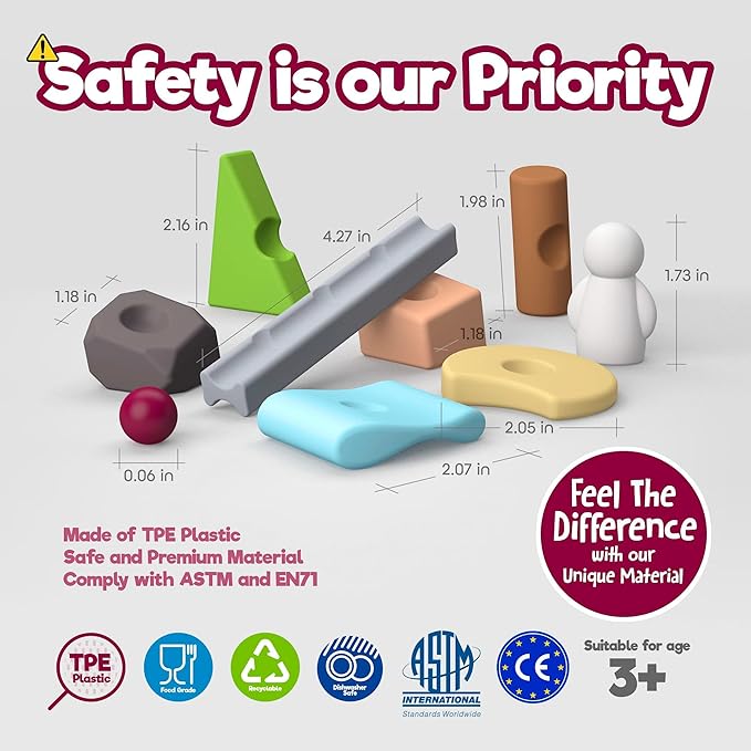 Taksa Toys Educational Building Blocks for Kids Ages 3 4 5 6 7+ Years Old, Reggio Emilia Stem Toys, Montessori Toys for Girls, Boys Unique Preschool Learning & Stacking Resources, Gift Pack 72 Pcs