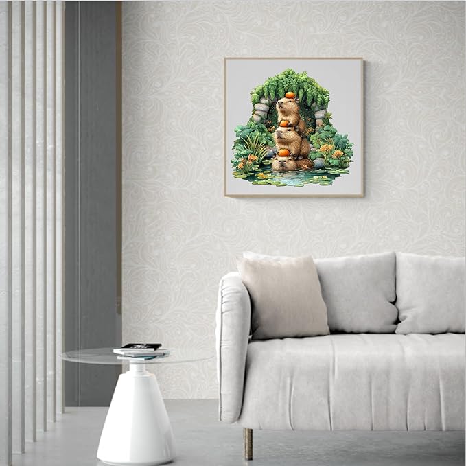 Wooden Puzzles for Adults - 100 Pieces Capybara Wooden Puzzle - Unique Animal Shape Wood Cut Puzzles - Eco-Friendly Home Office Decor (S - 8.5 * 8.1in)