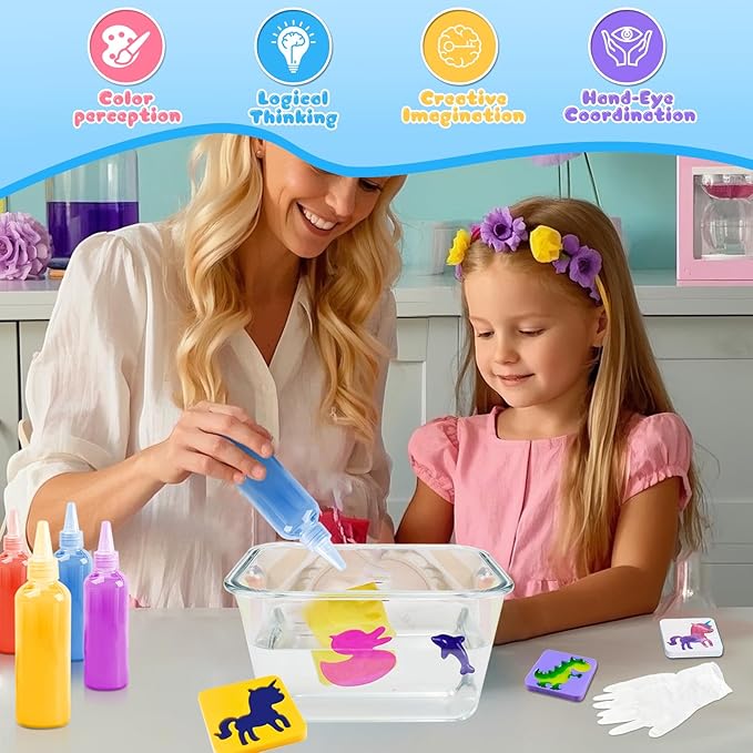 Funewest Magic Water Elf Toy Kit, DIY Aqua Fairy Squishy Gel with 12 Magical Gels & 10 Creature Molds, STEM Arts and Crafts Activity, Make Water Pets, Fun Birthday Gift for Kids