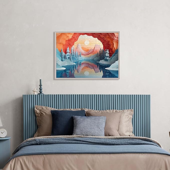 1000 Pieces Jigsaw Puzzle for Adults - Dreamy Glacier Sunrise Landscape - Challenging Puzzle with Fantasy Colors for Relaxing Family Fun (19.7x27.6 in)