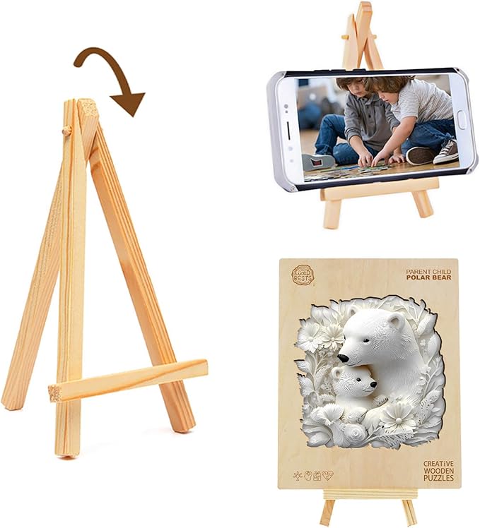 KAAYEE Wooden Puzzles for Adults, 3D Vision Effect Polar Bear Family Wooden Jigsaw Puzzle Unique Shape Wood Puzzle Adult, 3D Effect Flat Puzzle Birthday Family Game (M-11.4 * 11.1 in-200pcs)