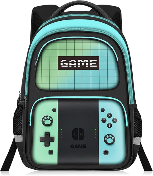 Kids Backpack For Boys,Gamer Boys Backpack For Children Teens Elementary Middle School, 17″ Students Bookbag